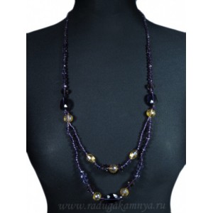 Колье из циркона двойное сиреневый, 90см