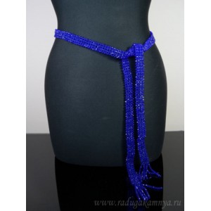 Пояс кушак плетеный из циркона цвет синий, 150см Пояс кушак плетеный из циркона цвет синий, 150см