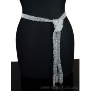 Пояс кушак плетеный из циркона цвет хрусталь, 150см