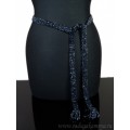 Пояс кушак плетеный из циркона цвет черно-синий, 150см Пояс кушак плетеный из циркона цвет черно-синий, 150см