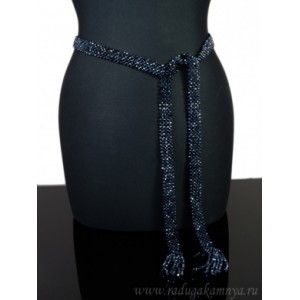 Пояс кушак плетеный из циркона цвет черно-синий, 150см