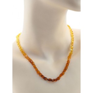 Бусы из янтаря змейка овальчики 5*7мм цвет  радуга лимонно-коньячная, 45см