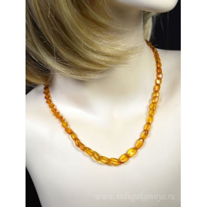 Бусы из янтаря змейка овальчики 6*9мм цвет медовый, 45см Бусы из янтаря змейка овальчики 6*9мм цвет медовый, 45см