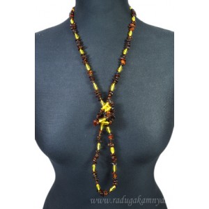 Бусы из янтаря крошка, овал коньячный, лимонный, 113см