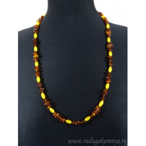Бусы из янтаря крошка, овал коньячный, медовый, 73см