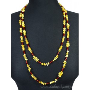 Бусы из янтаря крошка, овал молочный, коньячный, 150см