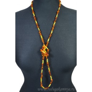 Бусы из янтаря крошка, овал св.коньячный, лимонный, 112см