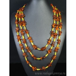 Бусы из янтаря крошка, овал св.коньячный, лимонный, 200см