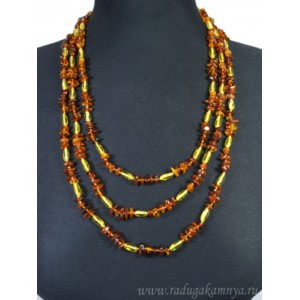 Бусы из янтаря крошка, овал св.коньячный, лимонный, 200см Бусы из янтаря крошка, овал св.коньячный, лимонный, 200см