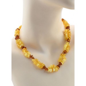 Бусы из янтаря легкая полировка "Двойные" цвет  лимонно-молочный, коньячный, 46см