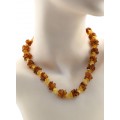 Бусы из янтаря легкая полировка "Тройные" цвет  коньячный, лимонно-молочный, 46см