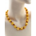 Бусы из янтаря легкая полировка "Тройные" цвет  лмонно-молочный, коньячный, 47см