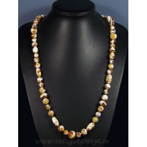 Бусы из янтаря мозаика "геометрия", 75см