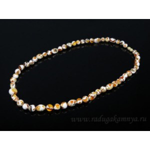 Бусы из янтаря мозаика шарик 10мм, бочонок 10*14мм, рис 8*16мм, 70см