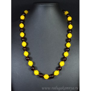 Бусы из янтаря мятый шарик 11мм медовый, коньячный, 54см Бусы из янтаря мятый шарик 11мм медовый, коньячный, 54см