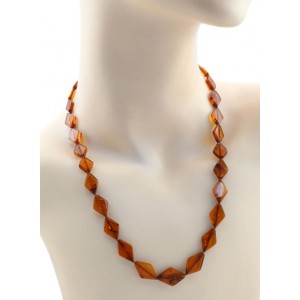 Бусы из янтаря ромбик 9*14мм цвет  светло-коньячный, 50см