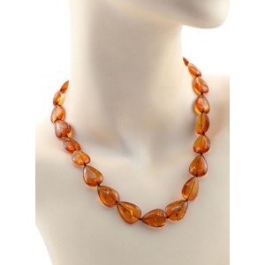 Бусы из янтаря капелька 14*19мм светло-коньячный, 46см