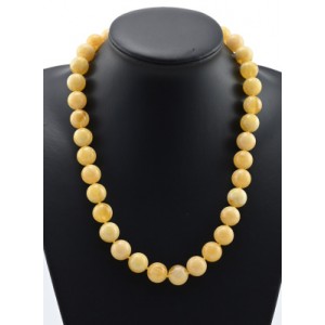 Бусы из янтаря шарик 14мм молочный, 54см Бусы из янтаря шарик 14мм молочный, 54см