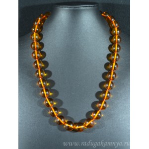 Бусы из янтаря шарик 14мм св.коньячный, 55см