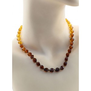 Бусы янтарные рис с гранями цвет  радуга медово-коньячный, 44см