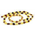 Комплект из янтаря бусы и браслет галтовка 8*10мм лимонный, коньячный, 58см