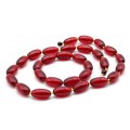 Набор из янтаря бусы и браслет овал 12*23мм цвет вишня, 55см
