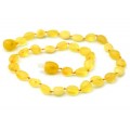 Янтарные бусы для детей галтовка матовая 6*7мм цвет  лимонно-медовый, 29см