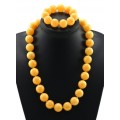 Янтарные бусы с браслетом шарик 18мм медово-молочный, 56см