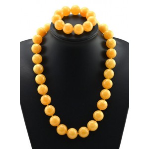 Янтарные бусы с браслетом шарик 18мм медово-молочный, 56см