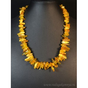 Колье из янтаря крошка медово-молочный, медовый, 48см