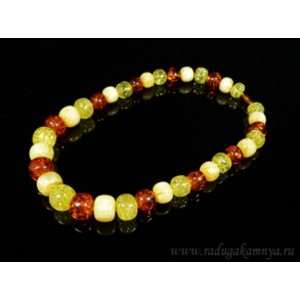 Колье из янтаря кукуруза 16*13мм-19*15мм лимонный, молочный, коньячный, 55см