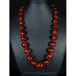 Колье из янтаря мятый шарик 15-22мм коньячный, 60см Колье из янтаря мятый шарик 15-22мм коньячный, 60см