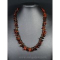 Колье из янтаря рожки коньячный, 26гр, 50см