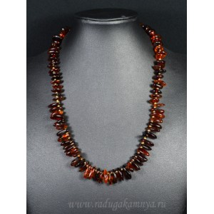 Колье из янтаря рожки коньячный, 26гр, 50см