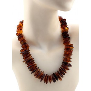 Колье из янтаря рожки коньячный, 61гр, 50см