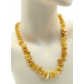 Колье из янтаря рожки медово-молочный, 62см