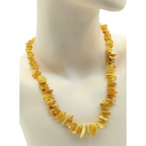 Колье из янтаря рожки медово-молочный, 62см