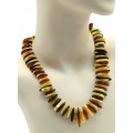 Колье из янтаря рожки молочно-медовый, коньячный, 58см