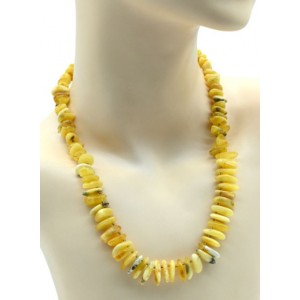 Колье из янтаря рожки молочный, 31гр, 50см