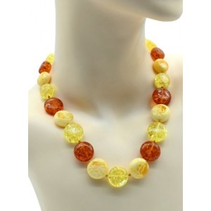 Колье из янтаря круг 15мм-19мм лимонный, молочный, коньячный, 52см Колье из янтаря круг 15мм-19мм лимонный, молочный, коньячный, 52см