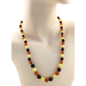 Колье из янтаря шарик 5-10мм молочный, коньячный, вишня, 55см