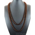 Бусы стекло шарик 8мм цвет коньячный 120см