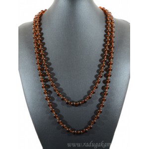 Бусы стекло шарик 8мм цвет коньячный 120см