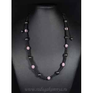 Бусы с шамбалой шарик 10мм цв6, 70см.