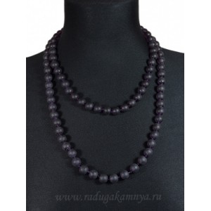 Бусы стекло шарик 10мм цвет фиолетовый матовый 120см