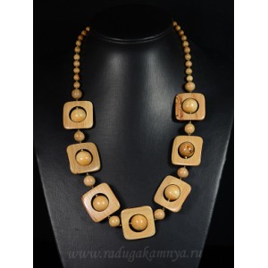 Бусы деревянные Квадраты 28мм, 50см