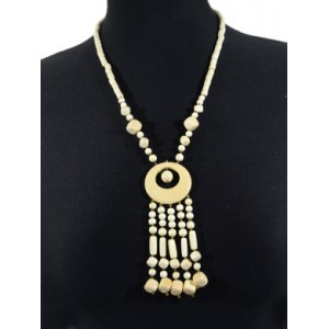 Бусы из дерева с подвеской Сатурн, 55см