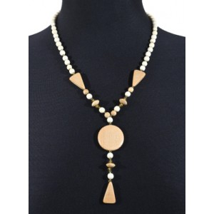 Бусы из дерева с подвеской Облачко, 50см