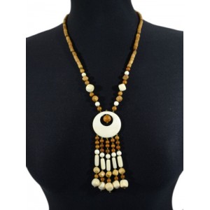 Бусы из дерева с подвеской Сатурн, 55см