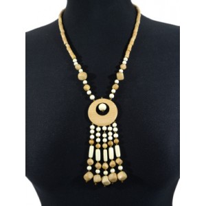 Бусы из дерева с подвеской Сатурн, 55см